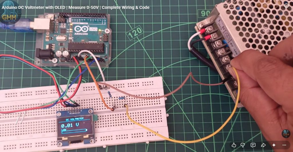 Arduino DC Voltmeter with OLED | Measure 0-50V | Complete Wiring & Code